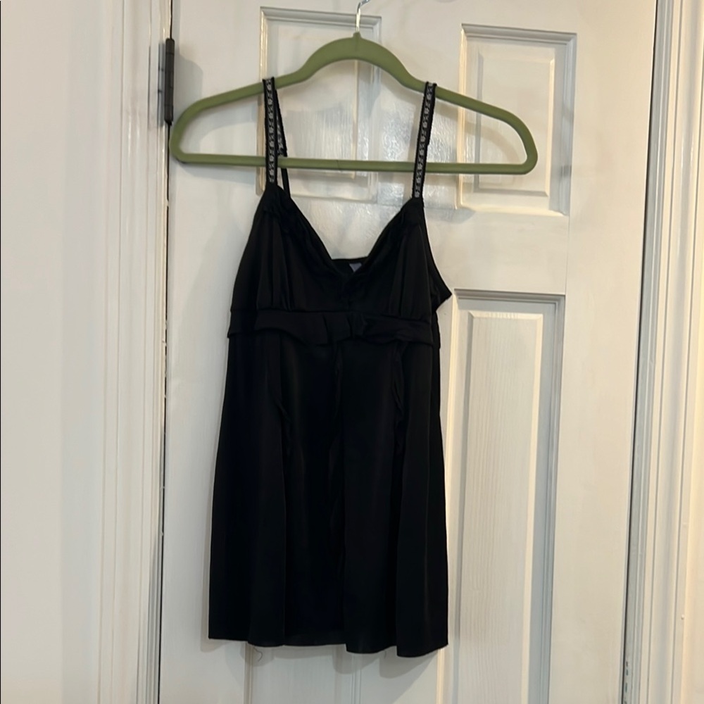 Free People Black Sleeveless shirt with ruffle Accent